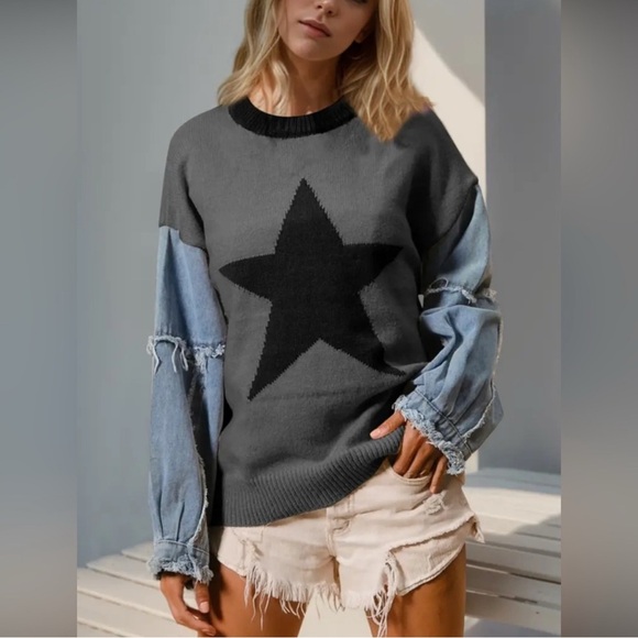 Double Take Sweaters - Double Take Star Sweater S/M
